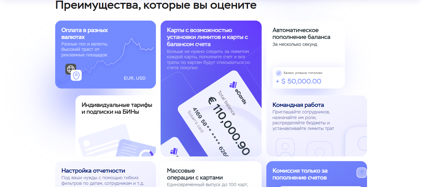Преимущества сервиса eCards