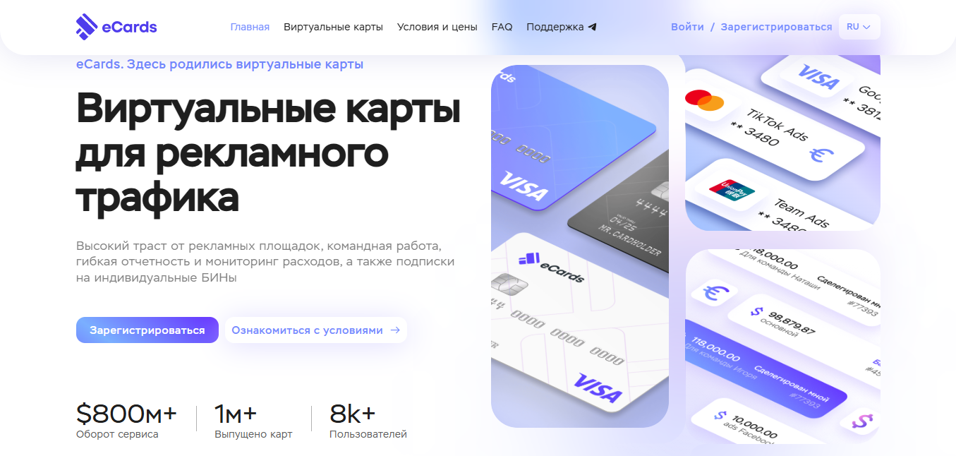 Сервис виртуальных карт eCards
